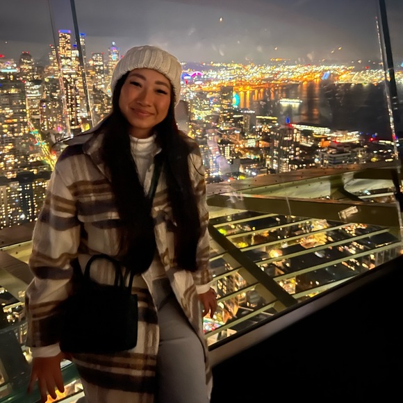 H&M Beige Plaid Wool Blend Oversized Shacket Coat - Picture 10 of 11